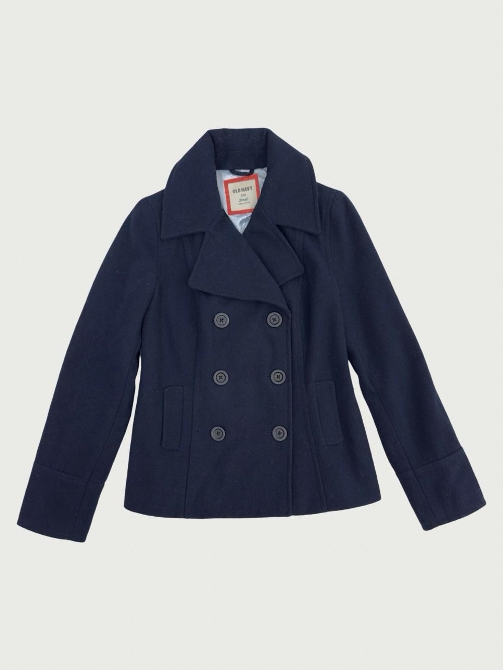 Navy Double Breasted Button Pea Coat